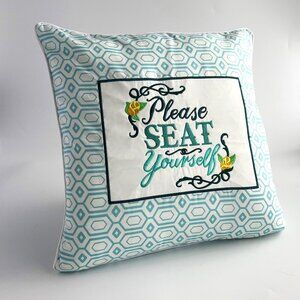 Handmade Embroidered Pillow - Please Seat Yourself
